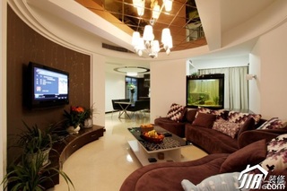 简约风格二居室温馨褐色富裕型客厅电视背景墙沙发图片