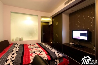 简约风格二居室温馨褐色富裕型卧室电视背景墙设计图