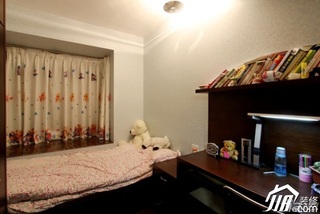 简约风格二居室温馨褐色富裕型卧室床图片