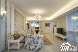 田园风格二居室小清新白色富裕型客厅隔断沙发效果图