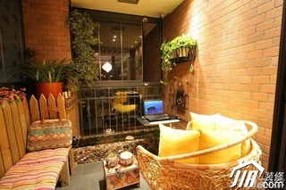简约风格公寓时尚冷色调富裕型阳台沙发效果图