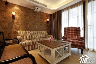 美式乡村风格公寓浪漫富裕型客厅窗帘图片