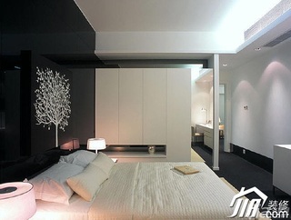 简约风格二居室温馨米色富裕型卧室卧室背景墙床效果图