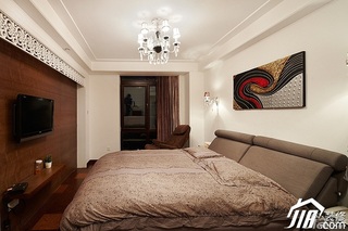 简约风格四房冷色调豪华型140平米以上卧室卧室背景墙床图片