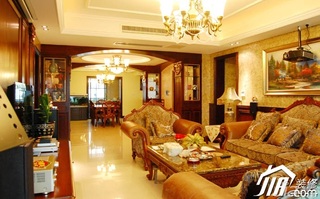 美式风格三居室古典富裕型120平米客厅茶几效果图