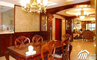 美式风格三居室古典富裕型120平米餐厅隔断餐桌效果图