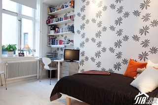 宜家风格公寓富裕型卧室壁纸图片