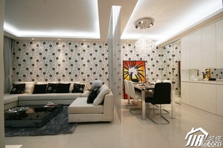 简约风格三居室时尚冷色调富裕型120平米客厅沙发图片
