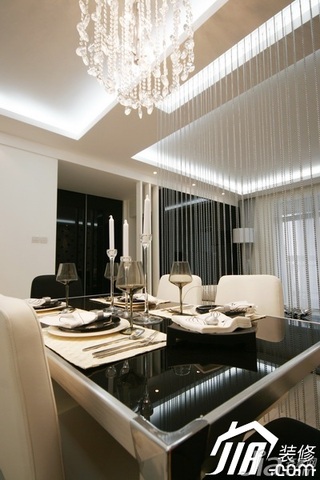 简约风格三居室时尚冷色调富裕型120平米餐厅餐桌图片