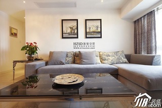 简约风格三居室大气白色富裕型100平米客厅沙发背景墙沙发图片