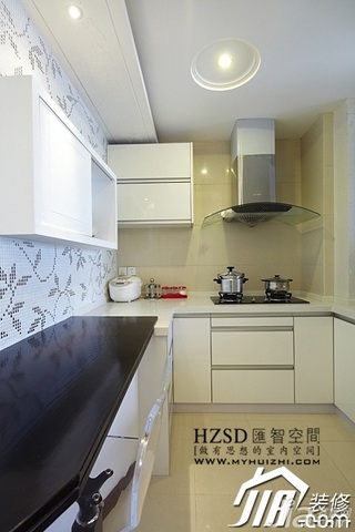 简约风格一居室大气米色富裕型60平米厨房橱柜婚房家居图片