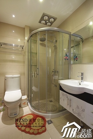 简约风格一居室大气米色富裕型60平米卫生间洗手台婚房家装图