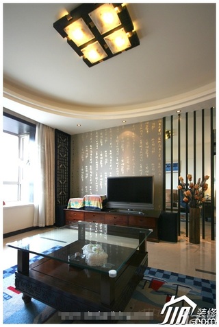 中式风格三居室简洁富裕型客厅茶几图片