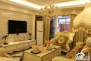 欧式风格三居室奢华暖色调10-15万130平米客厅灯具效果图