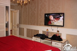 欧式风格三居室奢华暖色调10-15万130平米卧室壁纸图片