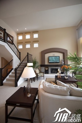 美式风格别墅时尚富裕型140平米以上客厅电视背景墙灯具效果图