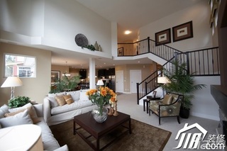 美式风格别墅时尚富裕型140平米以上客厅楼梯茶几效果图