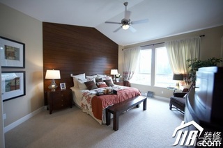 美式风格别墅时尚富裕型140平米以上卧室卧室背景墙窗帘图片