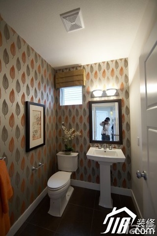 美式风格别墅时尚富裕型140平米以上卫生间壁纸图片