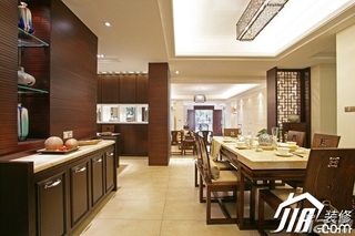 中式风格公寓富裕型140平米以上餐厅吊顶餐桌图片