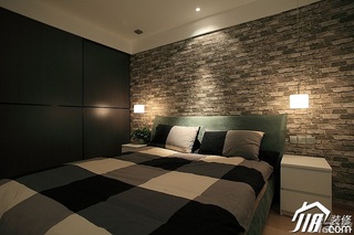 简约风格公寓冷色调富裕型卧室卧室背景墙床图片