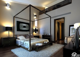 简欧风格别墅时尚20万以上卧室卧室背景墙床效果图