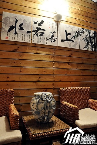 新中式风格二居室时尚原木色富裕型沙发效果图
