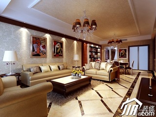 欧式风格三居室暖色调豪华型客厅沙发效果图
