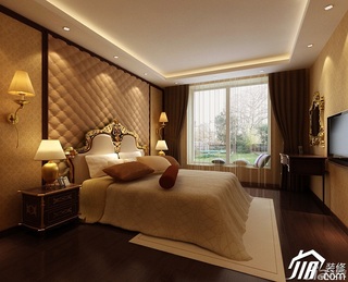 欧式风格三居室暖色调豪华型卧室床图片