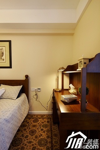 美式风格四房温馨富裕型140平米以上卧室书桌图片