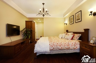 美式风格四房温馨富裕型140平米以上卧室卧室背景墙电视柜效果图