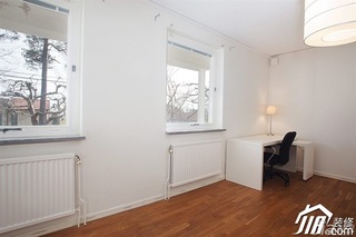 欧式风格公寓小清新白色富裕型书房书桌图片
