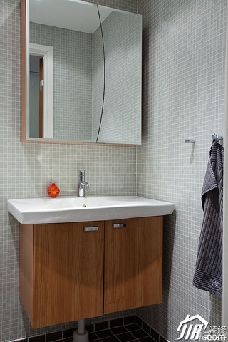 欧式风格公寓小清新白色富裕型卫生间洗手台图片