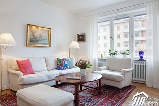 欧式风格小户型小清新白色富裕型客厅沙发图片