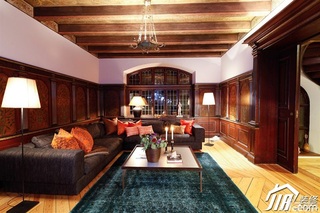 欧式风格别墅古典暖色调富裕型140平米以上客厅沙发图片
