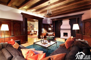 欧式风格别墅古典暖色调富裕型140平米以上客厅设计图