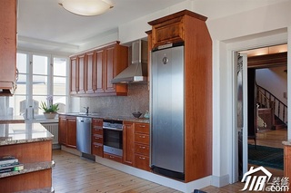 欧式风格别墅古典暖色调富裕型140平米以上厨房橱柜图片
