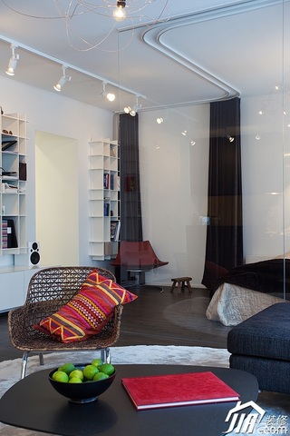 欧式风格小户型时尚冷色调富裕型客厅设计图纸