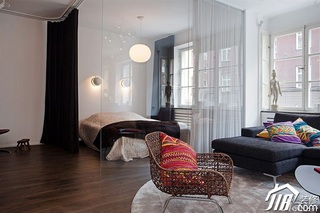 欧式风格小户型时尚冷色调富裕型客厅客厅隔断设计