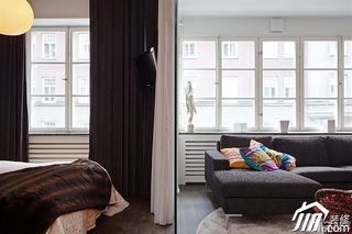 欧式风格小户型时尚冷色调富裕型客厅客厅隔断装修效果图
