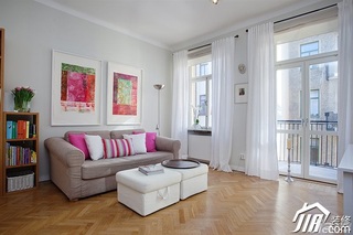 欧式风格小户型唯美白色富裕型客厅沙发背景墙沙发效果图