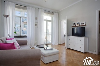 欧式风格小户型简洁白色富裕型客厅电视柜图片