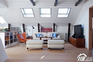 北欧风格公寓时尚白色富裕型客厅沙发效果图