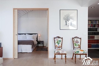 北欧风格公寓时尚白色富裕型客厅背景墙床图片