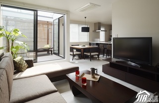 日式风格别墅时尚白色富裕型140平米以上客厅茶几效果图