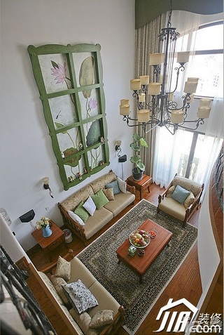 三米设计田园风格别墅富裕型客厅沙发效果图