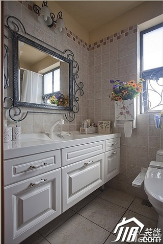 三米设计田园风格别墅富裕型卫生间浴室柜图片