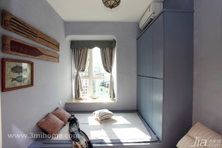 三米设计混搭风格公寓经济型130平米卧室地台窗帘图片