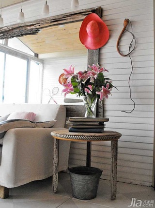 美式乡村风格公寓浪漫白色富裕型客厅沙发背景墙装修效果图