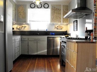 美式乡村风格公寓实用冷色调富裕型厨房橱柜订做